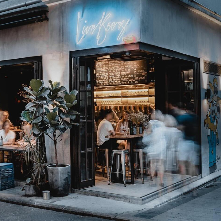 outside of blue supreme dog friendly bar in hong kong