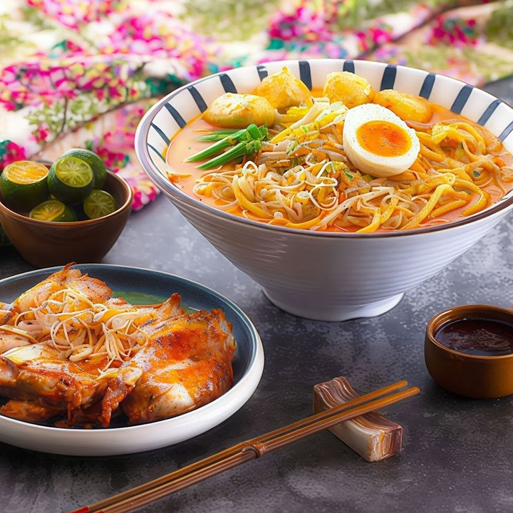 laksa and chicken from malacca cuisine, malaysian restaurant in shek tong tsui hong kong